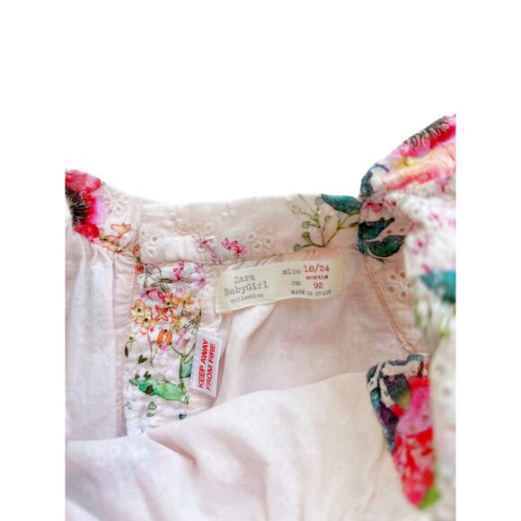 Zara Floral Eyelet Dress Size 18-24m - Picture 4 of 4